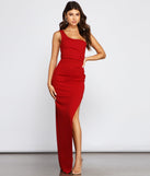 Kinsley One-Shoulder High-Slit Dress