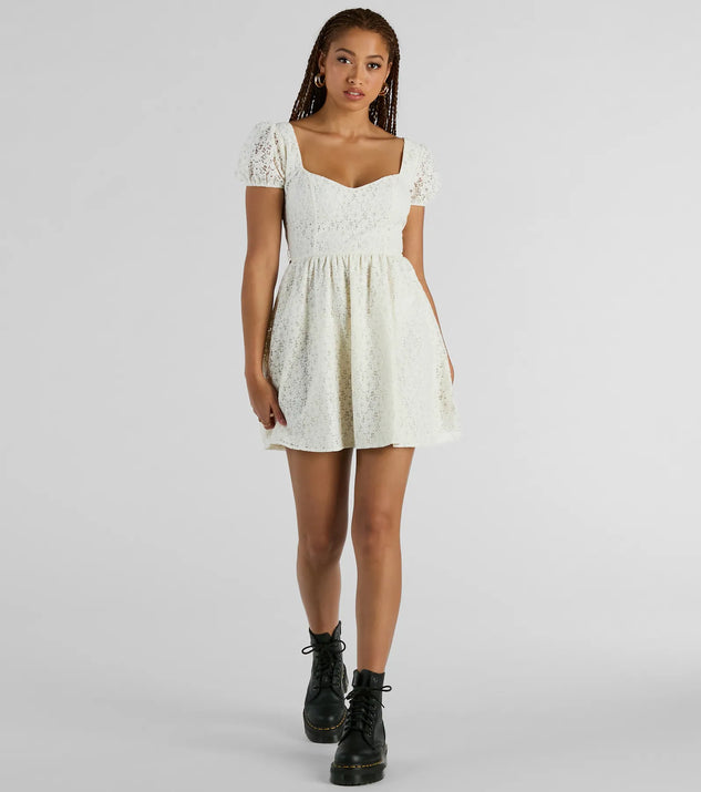 The Perfectly Stunning Bow Eyelet Lace Skater Dress is a mini dress that will make a statement with its short hemline and on-trend details to have you ready for any event!