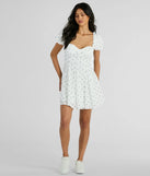 The Charmed And Cute Polka Dot Chiffon Skater Dress is a casual dress for more than special occasions with a fitted or flowy silhouette and accents in the most recent trends!