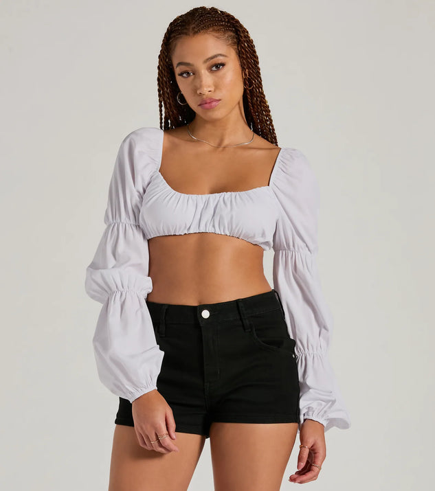 The Official Cutie Tie Back Long Sleeve Crop Top with a modern design and trendy look is part of the latest women's tops collection to elevate your 2025 wardrobe.