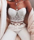 Get ready for any event with the Pretty In Pearls Hand Beaded Bustier, an essential start to creating a versatile outfit for women for parties, cocktail hours, or Valentine's Day events.