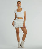 Flirty Flounce Smocked High-Rise Ruffle Mini Skirt