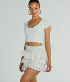 Flirty Flounce Smocked High-Rise Ruffle Mini Skirt