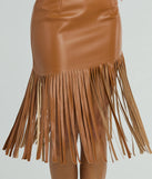 Country Songs Fringe Faux Leather Midi Skirt