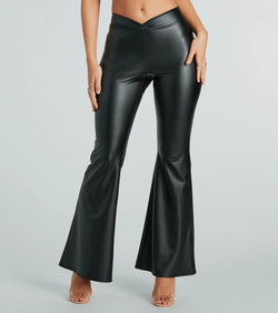 Sleek Flex Faux Leather Flare Pants