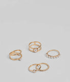 So Polished Faux Pearl Five Pack Ring Set