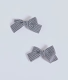 Elevated Attire Houndstooth Hair Bow Clip Set