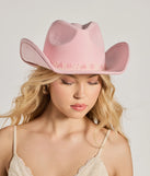 Country Floral Lace Bow Faux Suede Cowboy Hat