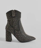 Glam Out West Rhinestone Denim Booties