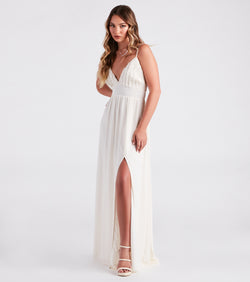 Blissful Beauty Chiffon Ruffle Trim V-Neck Maxi Dress