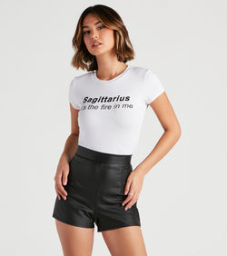 With fun and flirty details, Sagittarius Graphic Crop Tee shows off your unique style for a trendy outfit for the summer season!