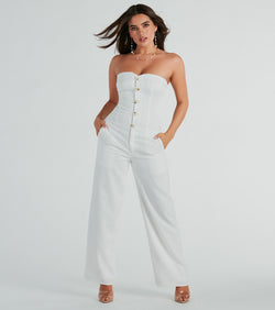 Weekend Attitude Strapless Woven Wide-Leg Jumpsuit