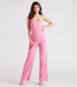 Fit To Perfection Strapless Pink Corset Jumpsuit provides a stylish start to creating your best outfits of the season with on-trend details for 2023!