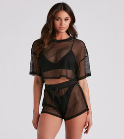 Trendy Mood Sheer Mesh Crop Top is a fire pick to create 2023 festival outfits, concert dresses, outfits for raves, or to complete your best party outfits or clubwear!